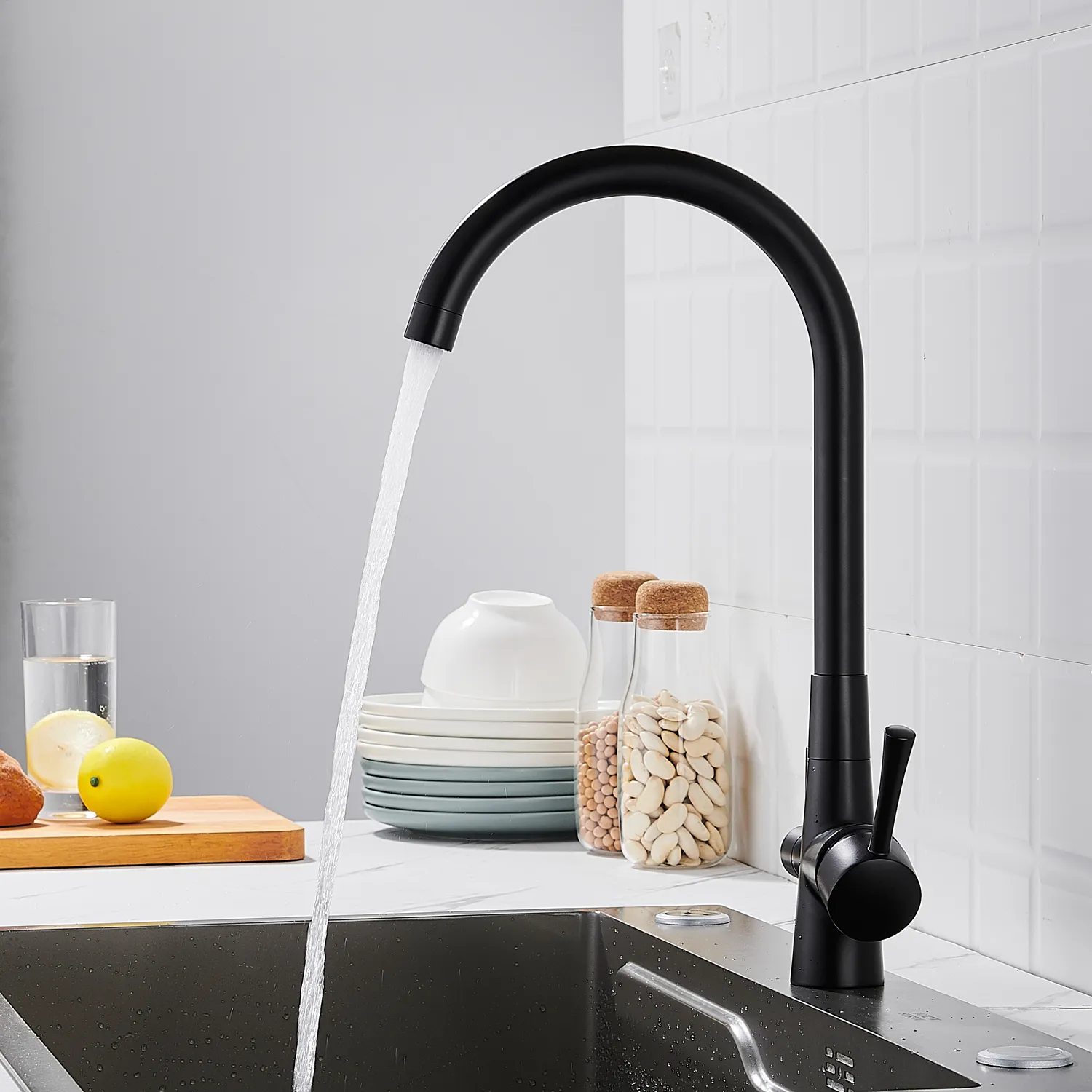 Смеситель для кухни с подключением фильтра Shevanik S428H, черный