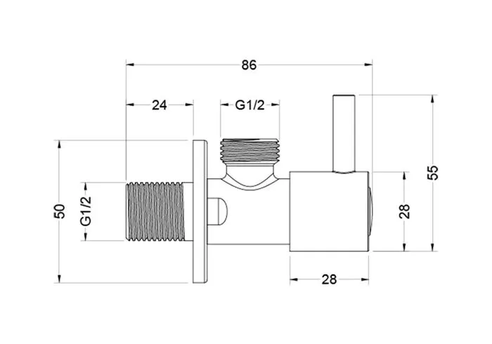 Угловой переходник AQUATEK, хром AQ2451CR