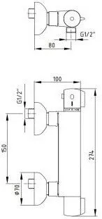 Термостатический смеситель для душа E.C.A Thermostatic 102102341EX
