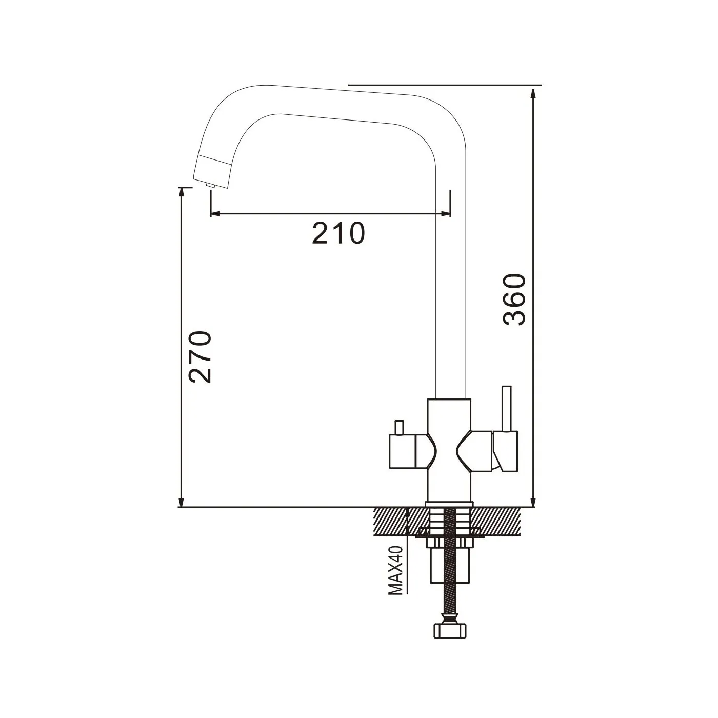 Смеситель для кухни с подключением фильтра воды Raffine F118C, белый