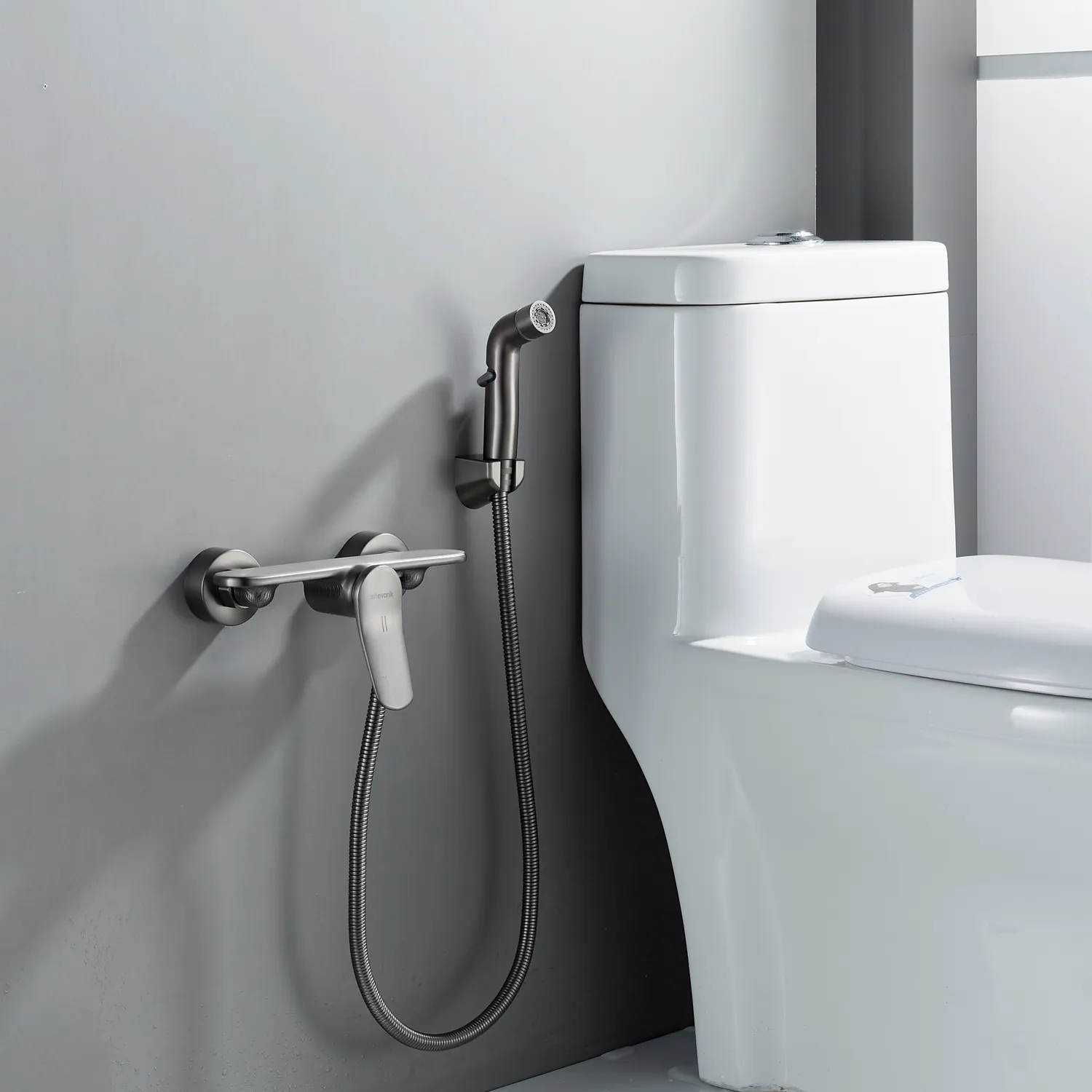 Гигиенический душ со смесителем Shevanik S4705T-1, оружейная сталь