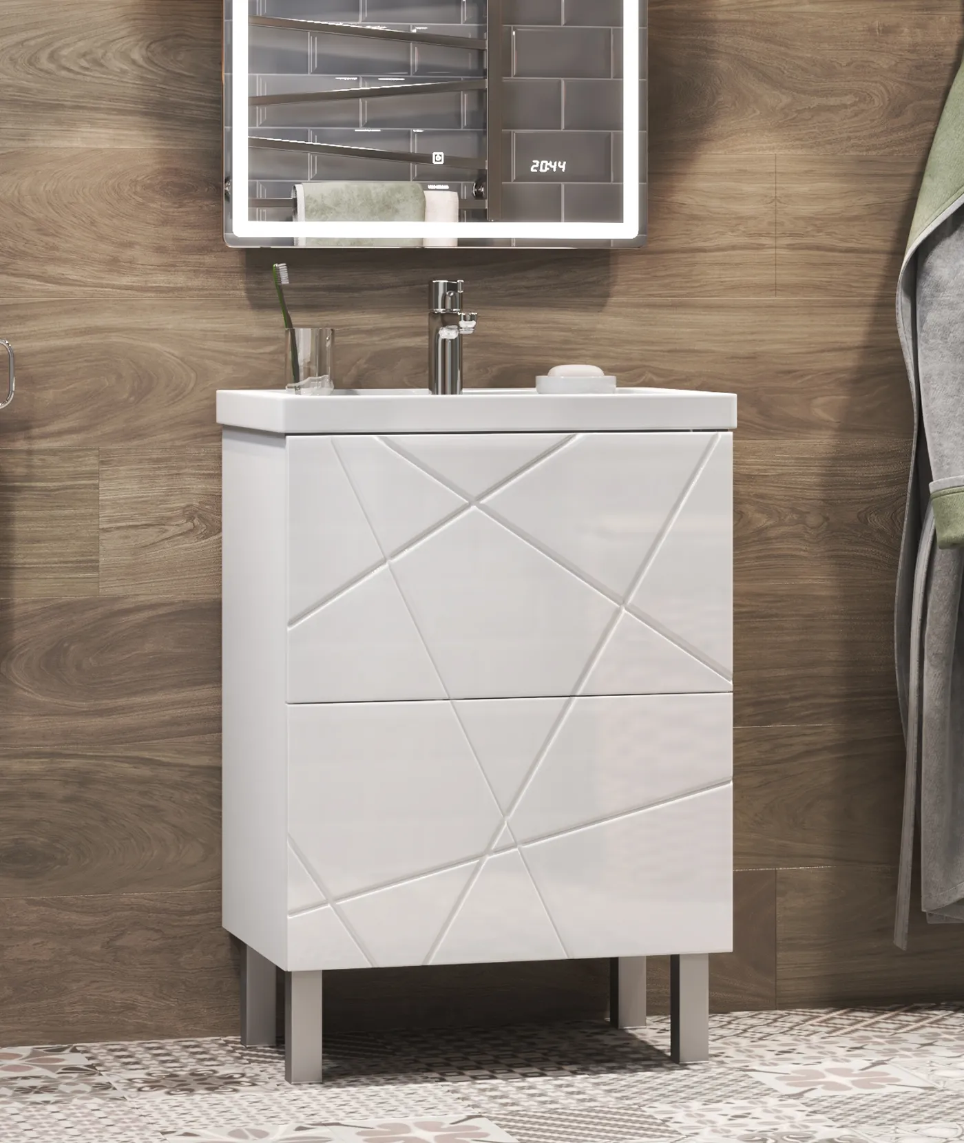 Тумба с раковиной напольная VIGO Geometry tn.bsf.GEO.FOS.50.2Y, 50 см