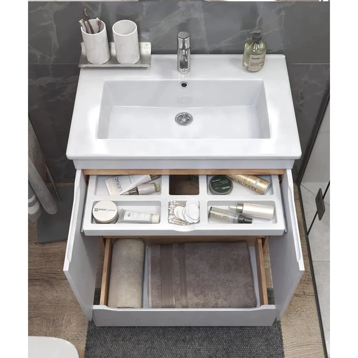 Тумба с раковиной напольная VIGO Grani tn.GRI.OSK.75.2D.1Y дуб золотой, 75 см