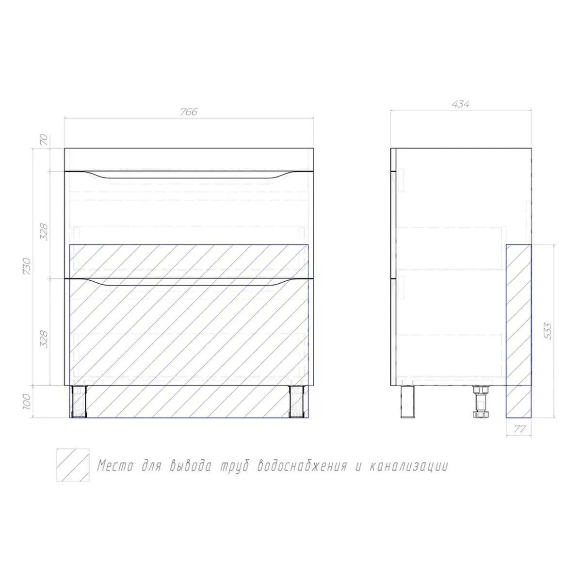 Тумба с раковиной напольная VIGO Grani 203 дуб золотой, 80 см