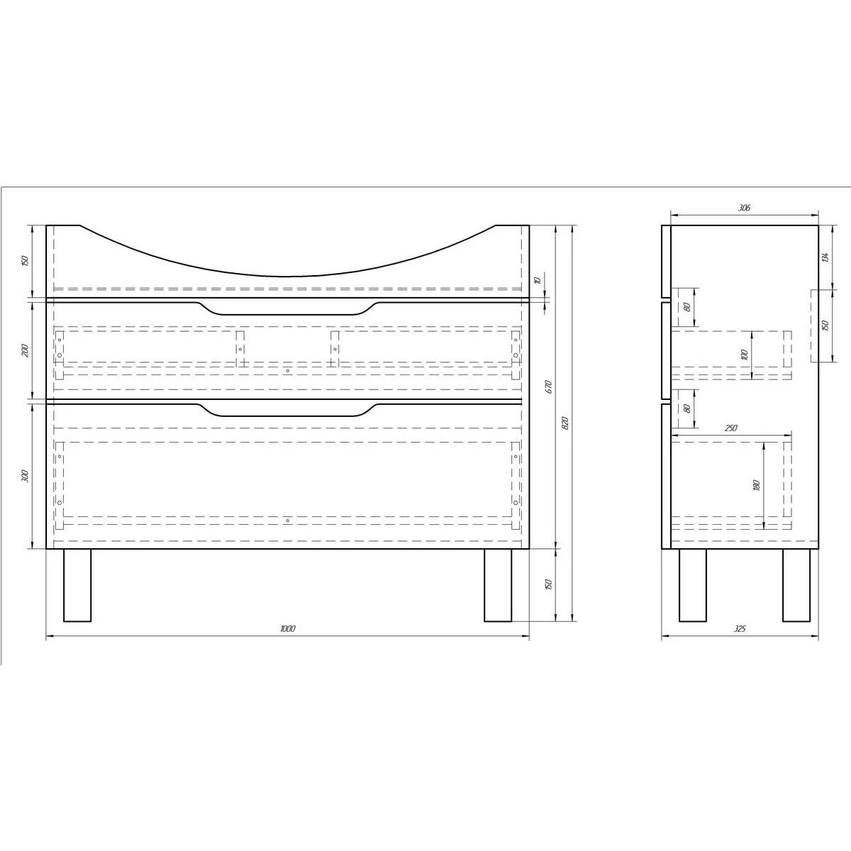 Тумба под раковину подвесная/напольная Dreja Laguna Plus 105 см, белый