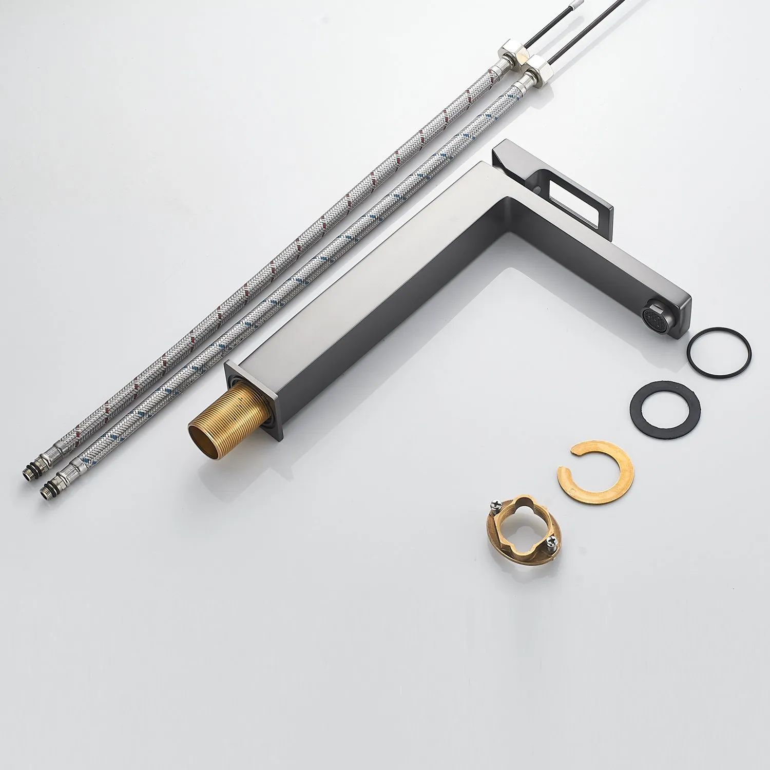 Смеситель для раковины высокий  Raffine F1196T, оружейная сталь