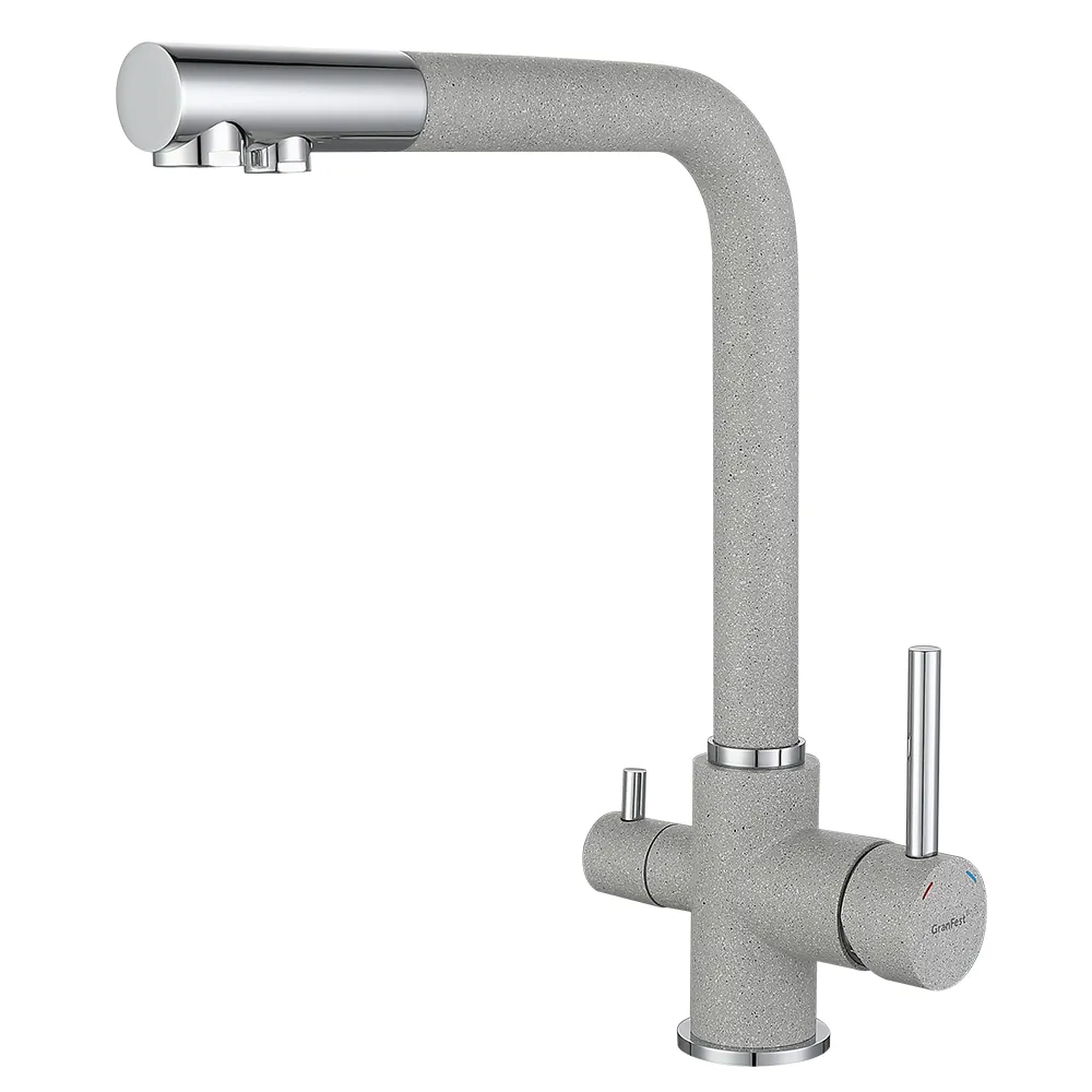 Смеситель для кухни с подключением фильтра GranFest 3611, серый