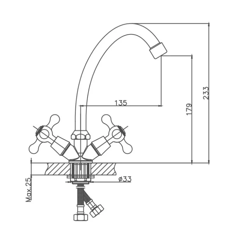 Смеситель для кухни Cron CN4008-2, хром