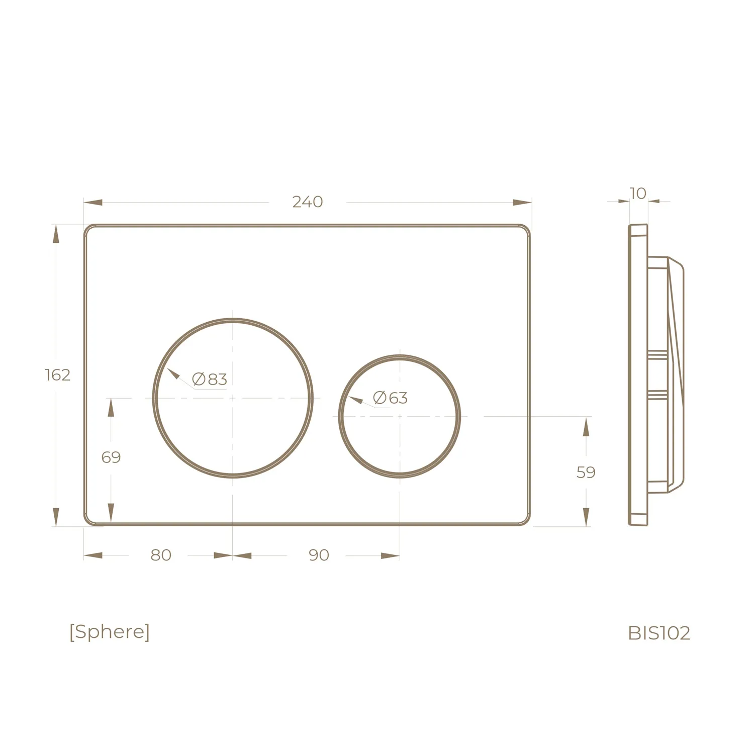 Клавиша смыва KNOTLOR BIS102RB, бронза