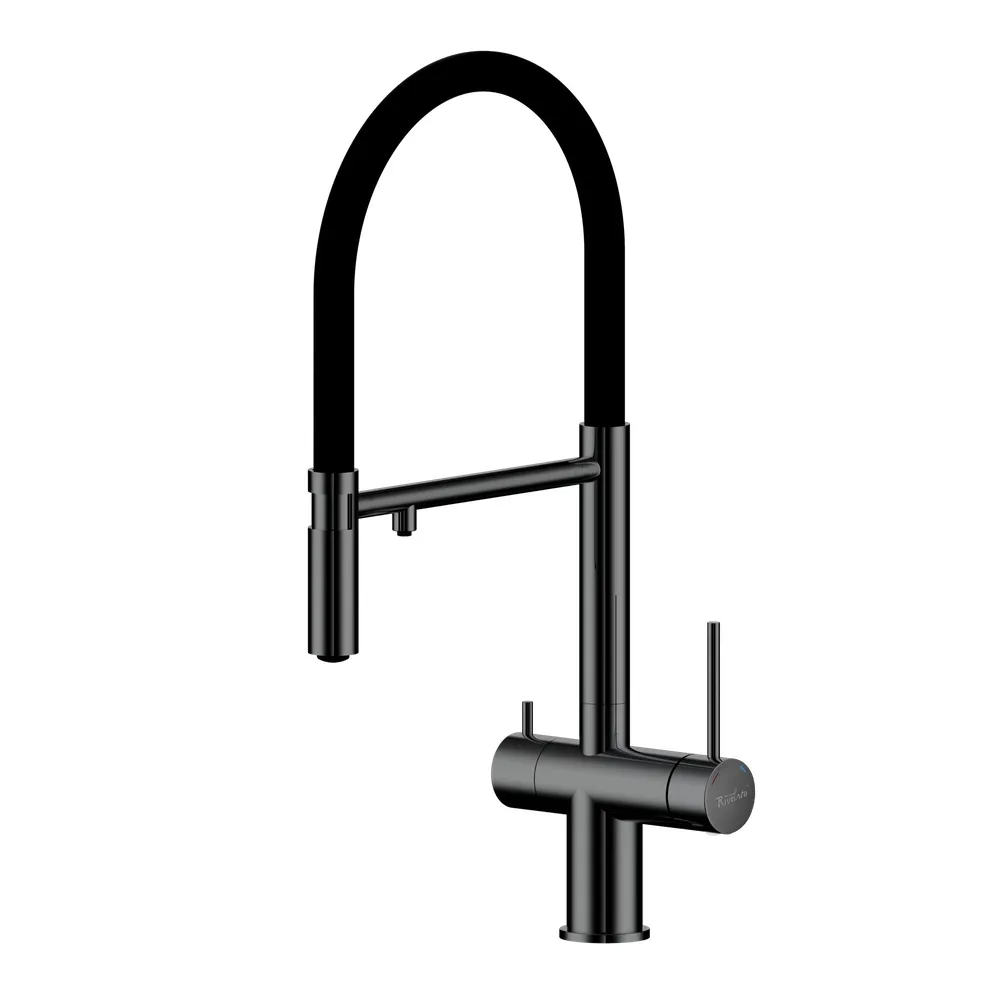 Смеситель для кухни с подключением фильтра Rivelato Adria 1523517, черный