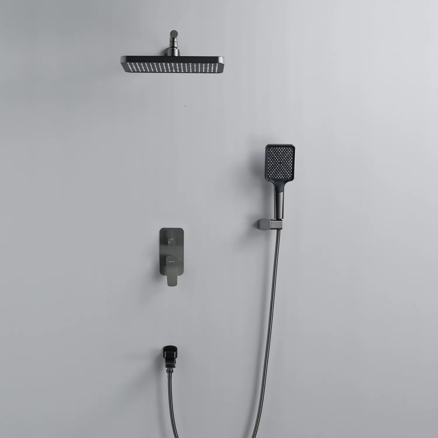 Душевая система встраиваемая Shevanik S9935T, оружейная сталь