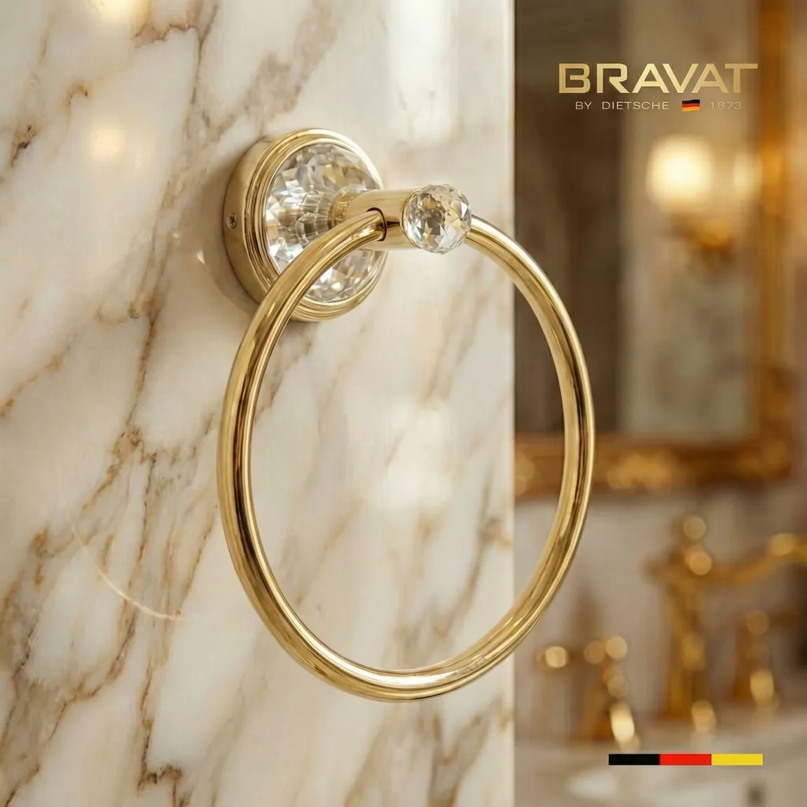Кольцо для полотенец золото с кристаллами Swarovski BRAVAT (D7286G-SW)