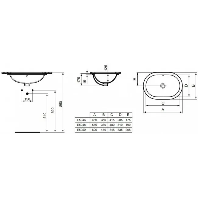 Раковина Ideal Standard Connect 62x41 E505001