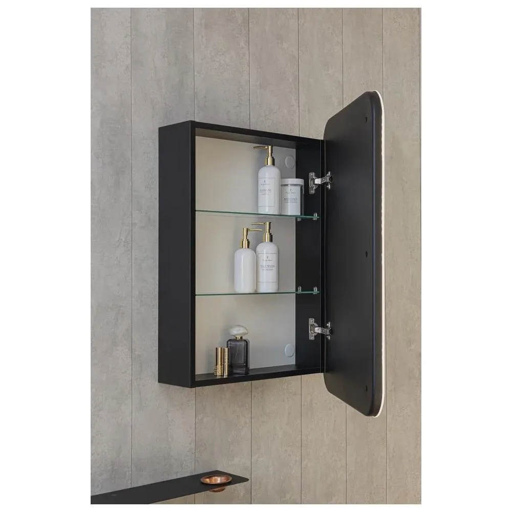 Зеркало-шкаф Silver Mirrors Фиджи BLACK 60 - 4.2 правый (часы, ТХ, сенсорный выключатель)