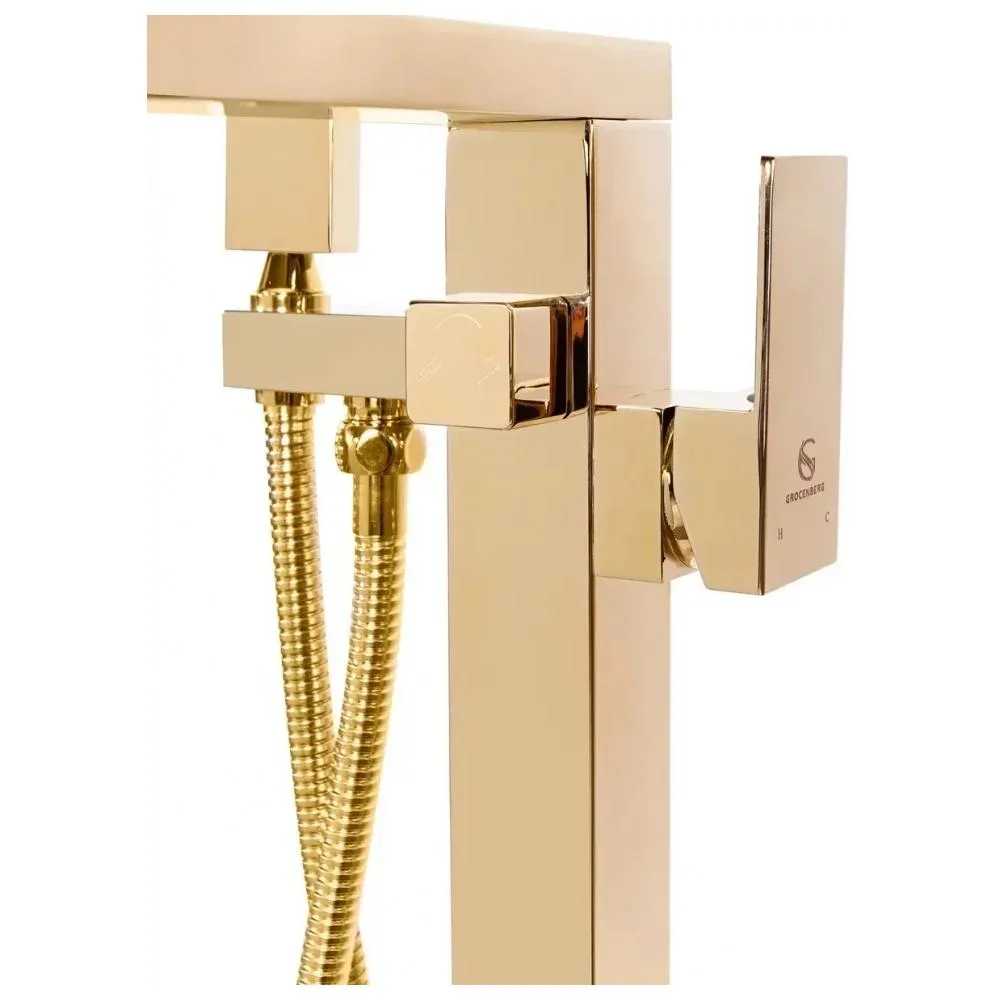 Смеситель напольный для ванны Groсenberg GB800GO, золото