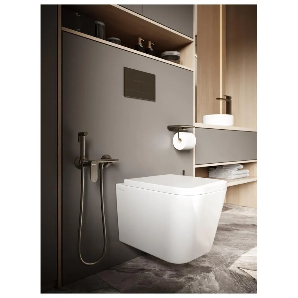 Гигиенический душ со смесителем Knotlor FHS01S0GM, вороненая сталь