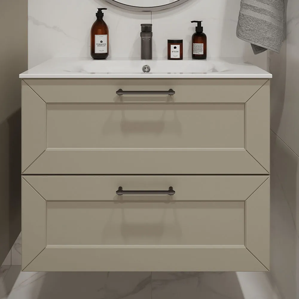 Тумба с раковиной подвесная (80см) Terminus Victoria VIC10802900101O, айвори