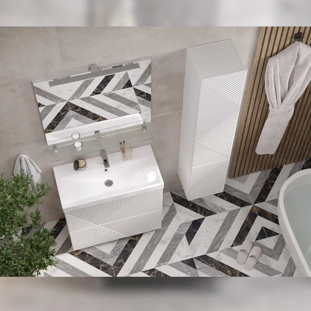 Тумба с раковиной напольная Velvex Edge tn.EDG.9696.80.2Y белый глянец, 80 см