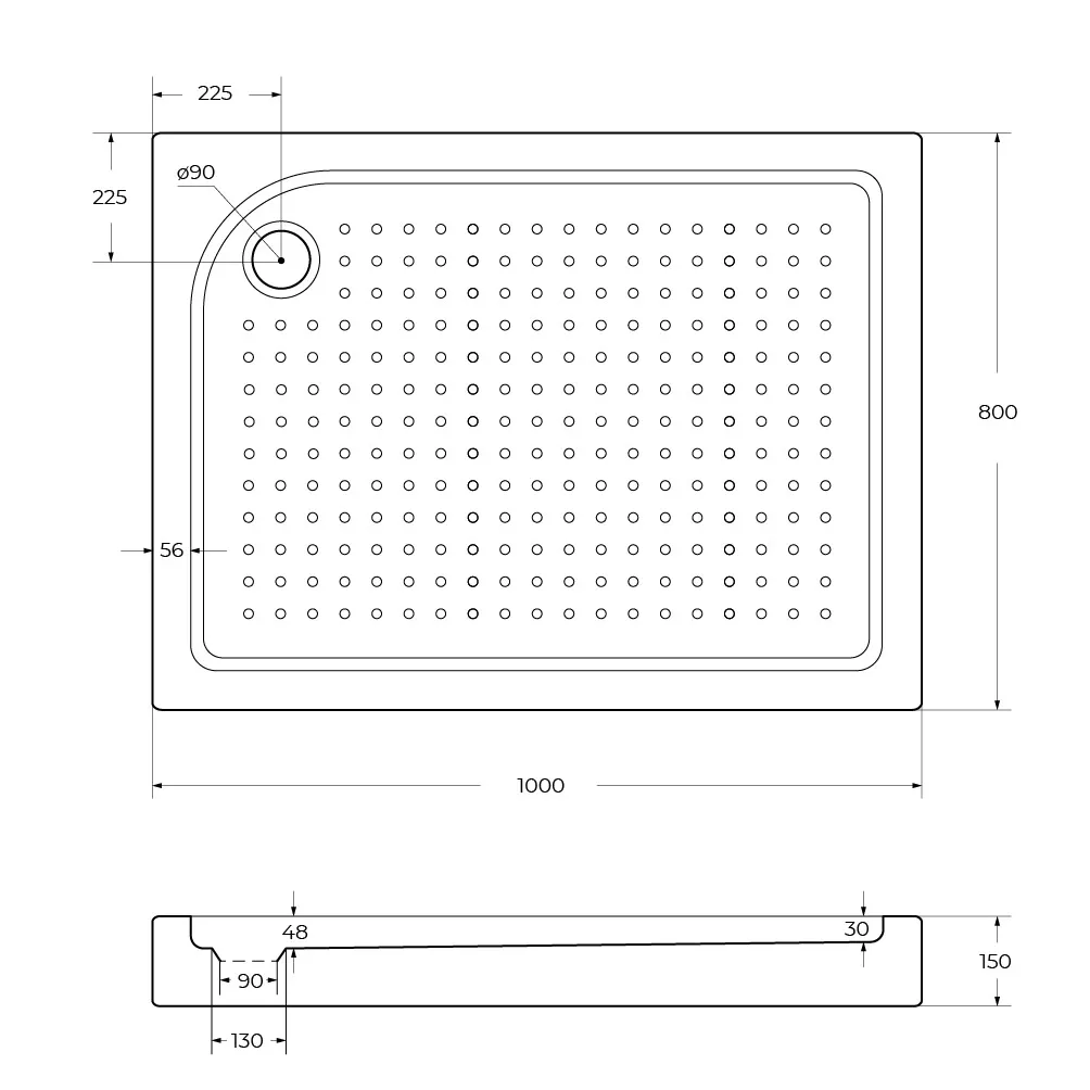 Акриловый поддон BelBagno 1000х800 мм, белый (TRAY-BB-AH-100/80-15-W-L)
