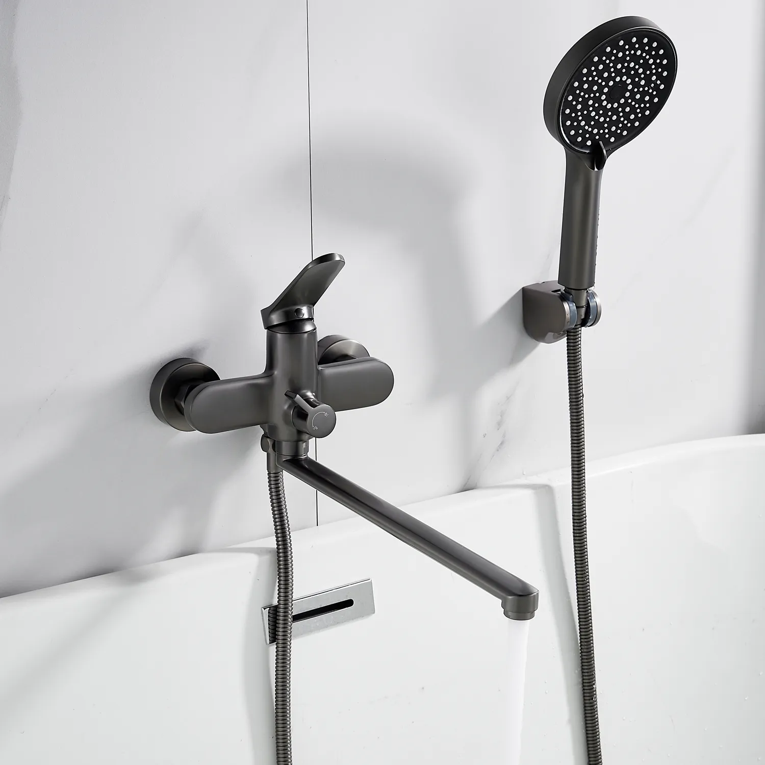 Смеситель для ванны Shevanik S4322T, оружейная сталь