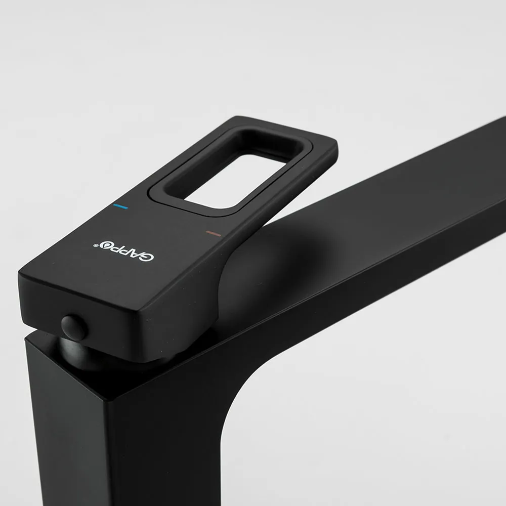 Смеситель для раковины высокий Gappo G1017-62, черный