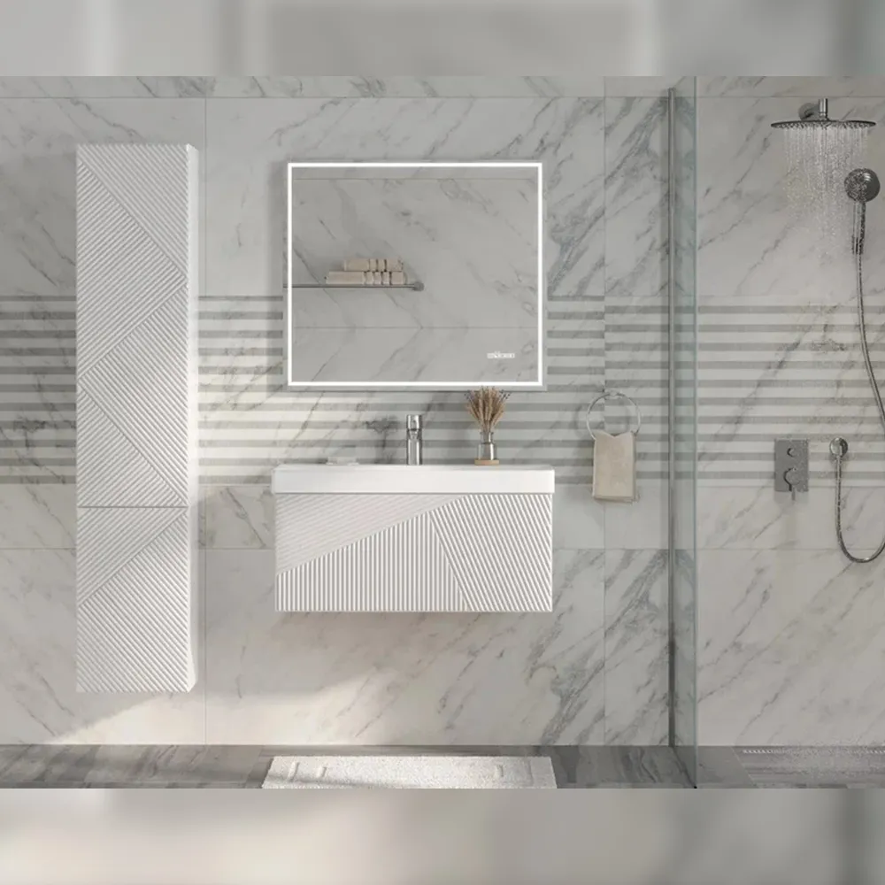 Тумба с раковиной подвесная Velvex Edge tp.EDG.9696.80.1Y белый глянец, 80 см