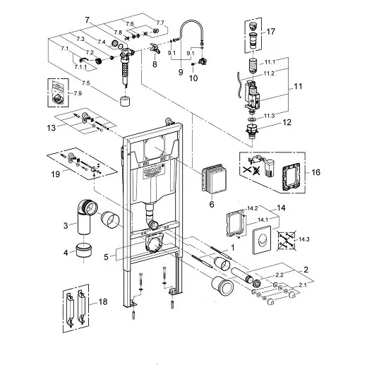 Инсталляция для унитаза подвесного стандартная комплект Grohe Rapid SL (38721001)