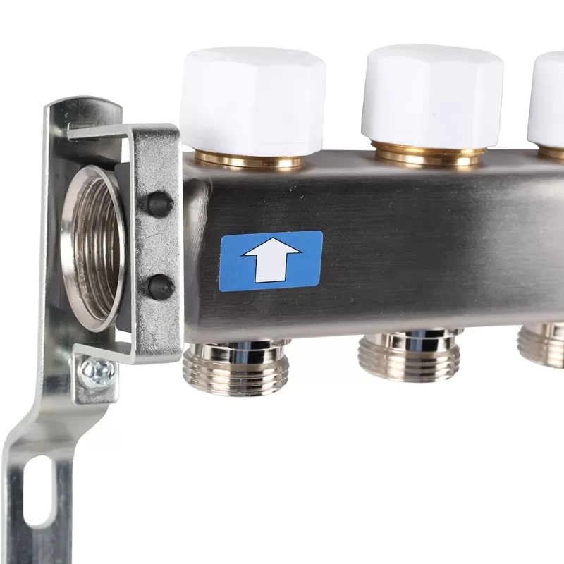 Коллектор Rommer 1"x3/4" на 7 контуров с запорными клапанами (нерж. сталь) (RMS-3201-000007)
