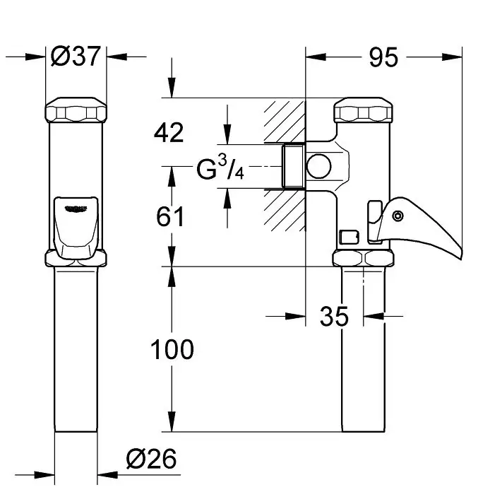 Смывное устройство для унитаза Grohe Rondo хром (37139000)