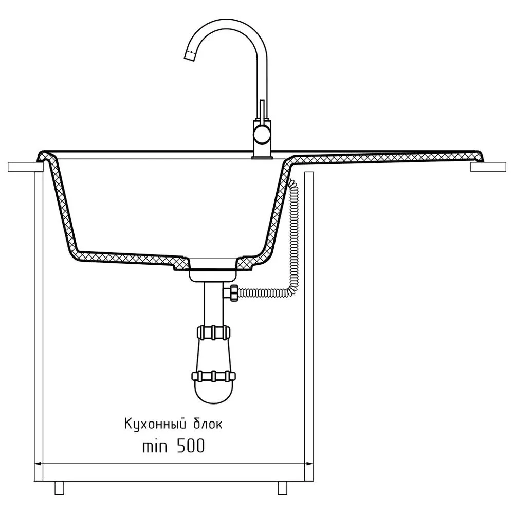 Кухонная мойка GranFest UNIQUE 840L, графит