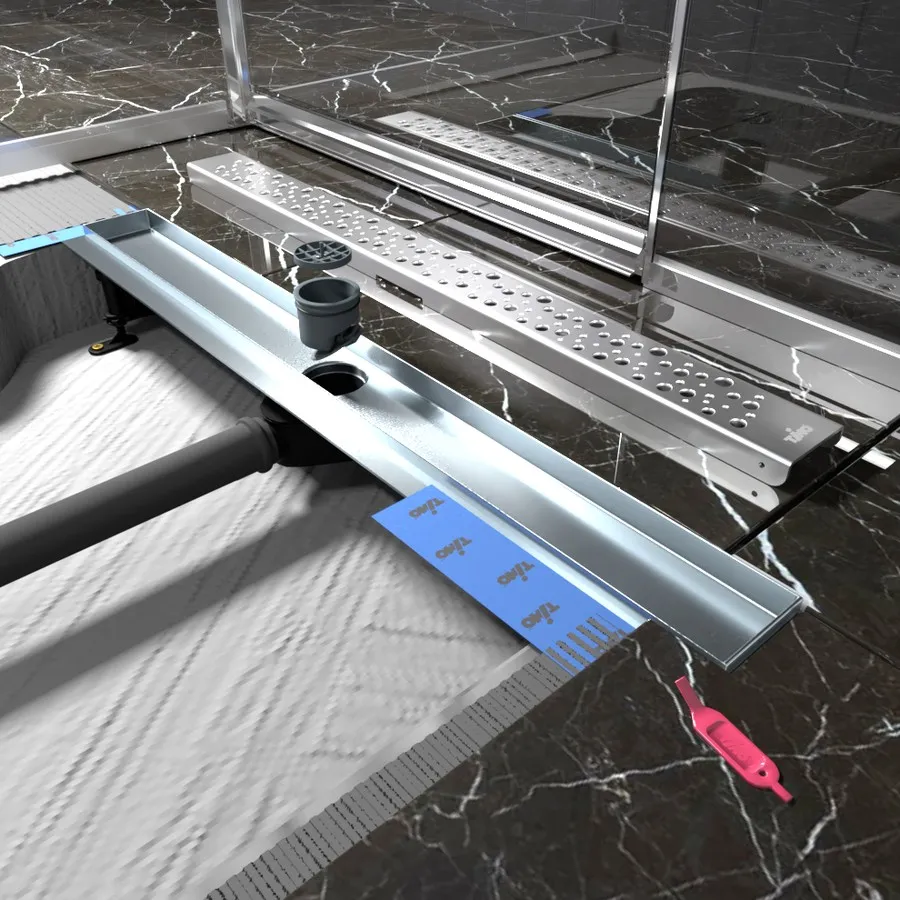 Душевой лоток TIMO Drain Protect 900 с вставкой DR20, сатин (DP20900-DR20900)