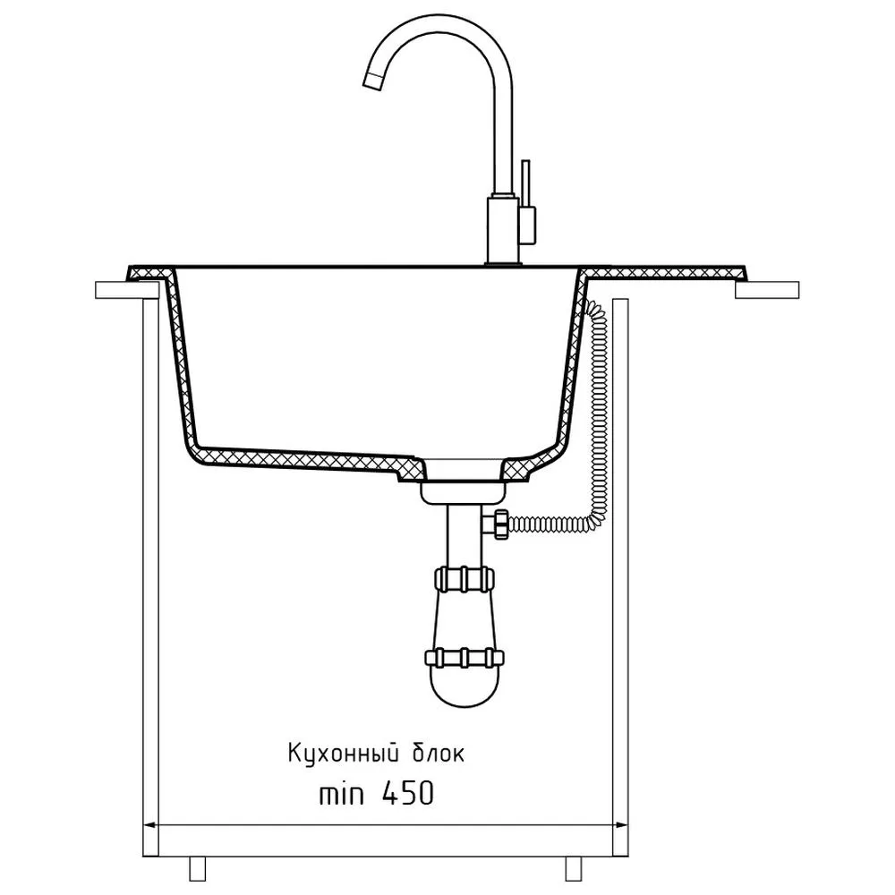 Кухонная мойка GranFest RONDO 580L, песок