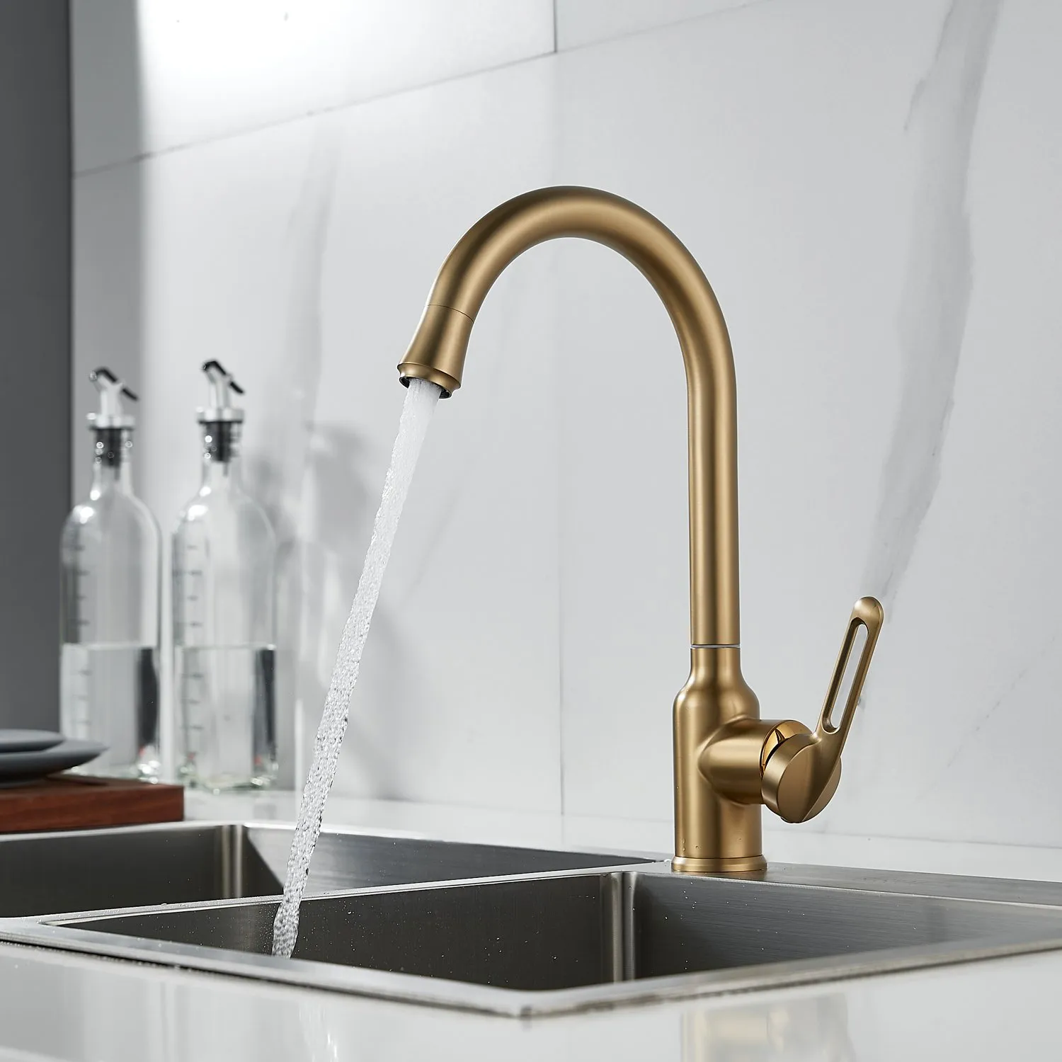 Смеситель для кухни Raffine F103G, золотой сатин