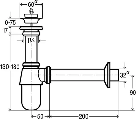 Сифон для раковины Viega 366681 с донным клапаном