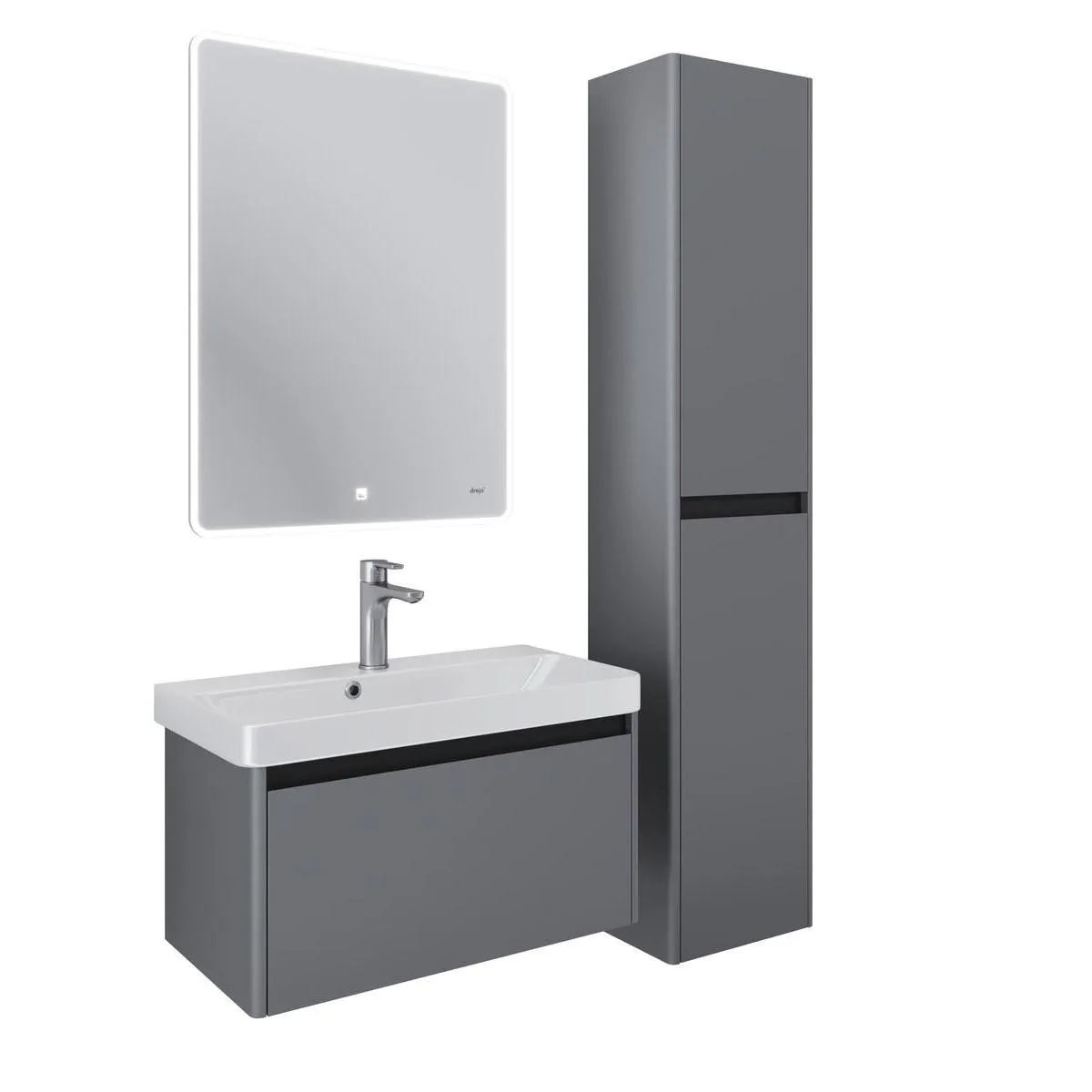 Тумба под раковину подвесная Dreja Luxury 70 см, серый базальт