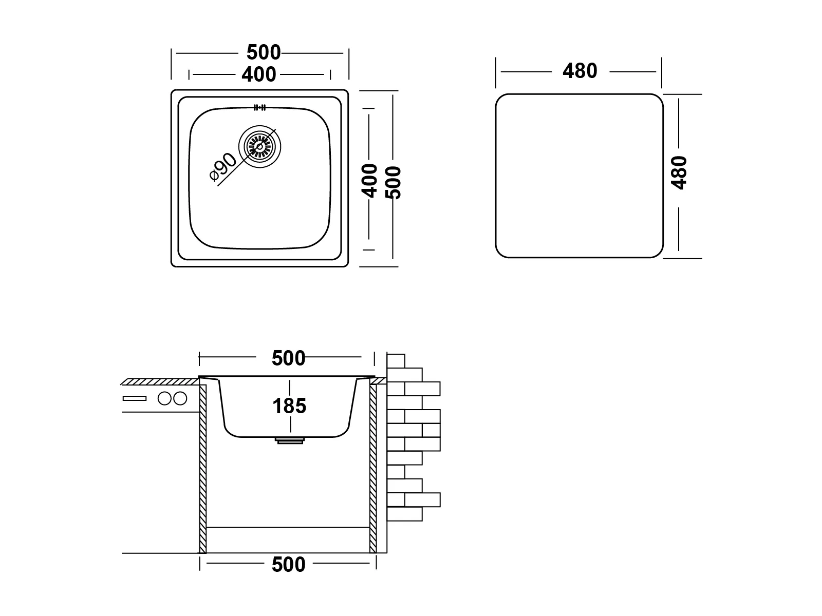 Кухонная мойка UKINOX Гранд GRP500.500 -GT8K -C, 50*50