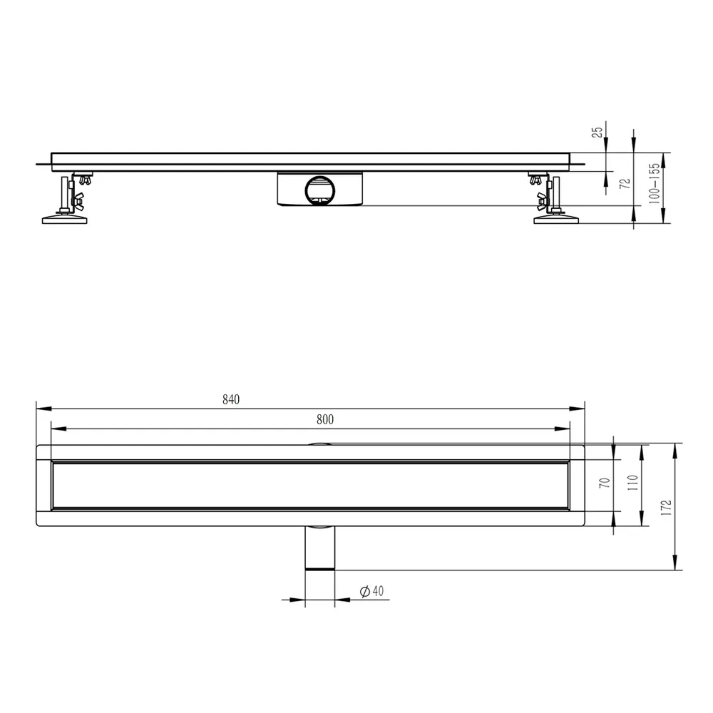 Душевой лоток (двухсторонняя решетка) Raglo R652.80.09, графит