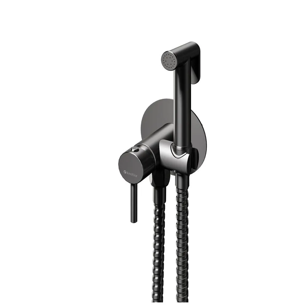 Гигиенический душ со смесителем встраиваемый Knotlor FHS01C1GM, вороненая сталь