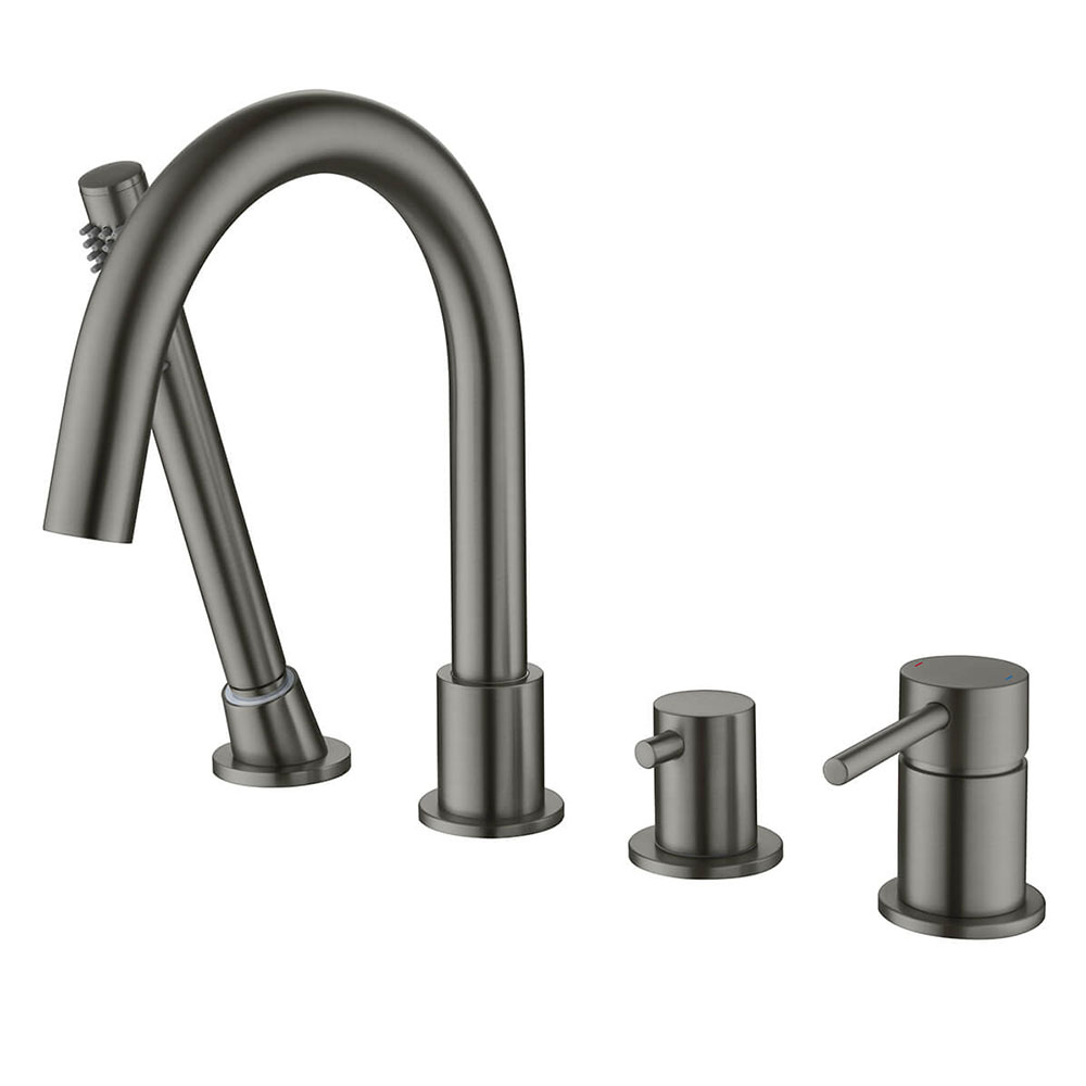 AQ1348BGM ЕВРОПА смеситель на борт ванны на 4 отв., шлиф. черный хром