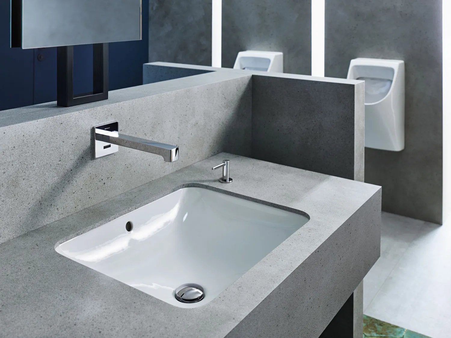 500.760.01.2 Geberit VariForm Раковина с установкой под столешницу прямоугольной формы, Т1=45х35 см, без отв. под смеситель, с отв. перелива