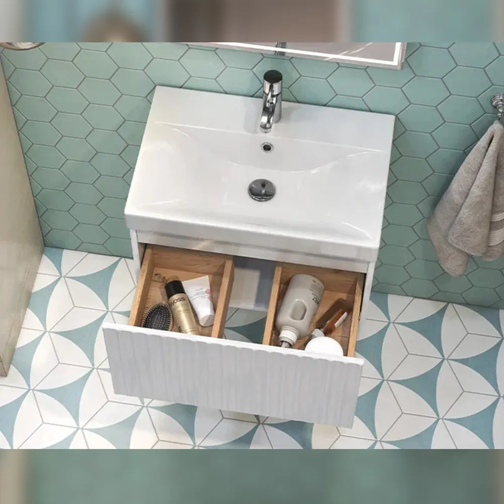 Тумба с раковиной подвесная Velvex Compo tp.COM.9696.60.1Y белый глянец, 60 см