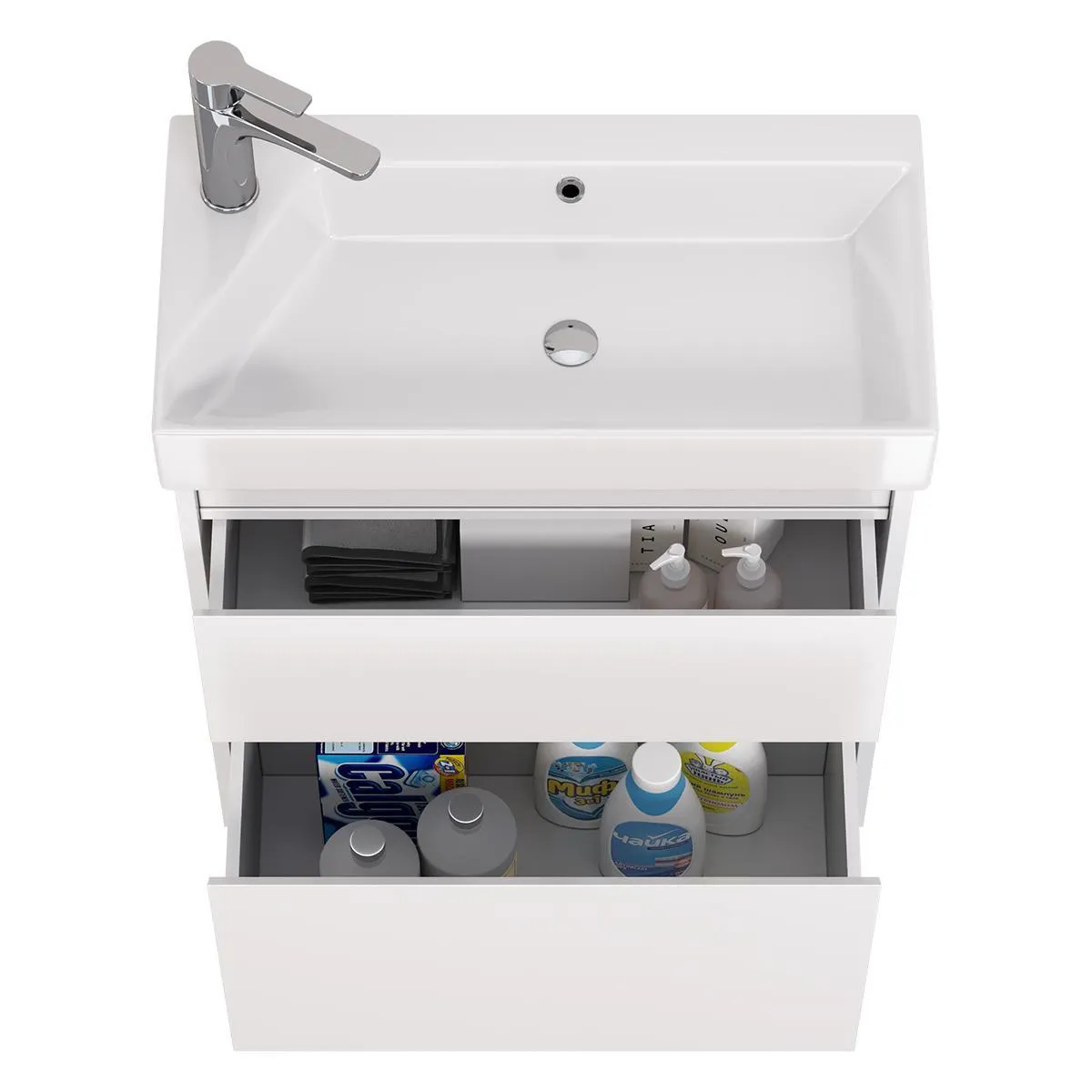 Тумба с раковиной подвесная Dreja Slim 65 см, белый