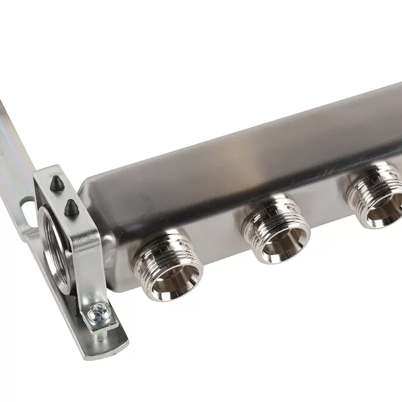 Коллектор Rommer 1"x3/4" на 9 контуров для радиаторной разводки (нерж. сталь) (RMS-4401-000009)