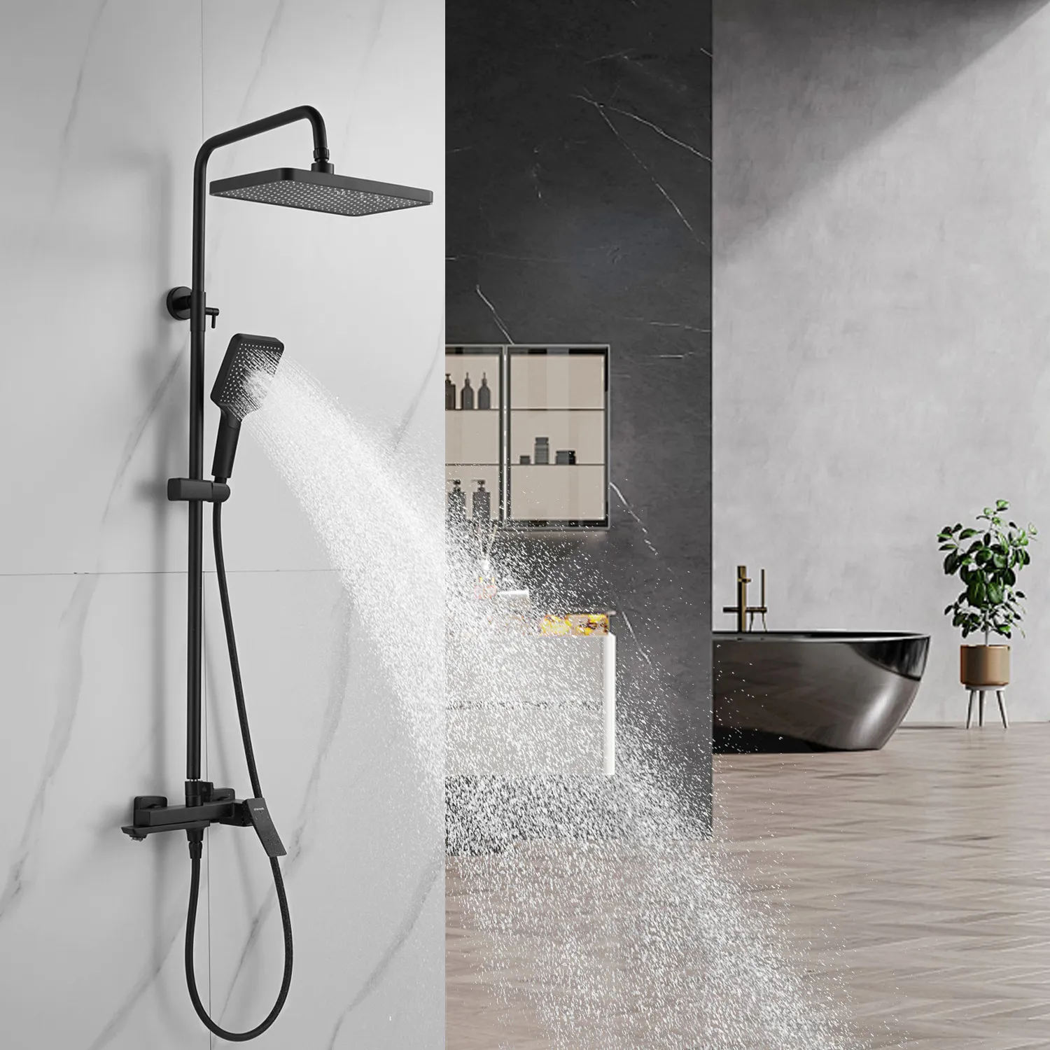 Душевая система Shevanik S4436H, черный