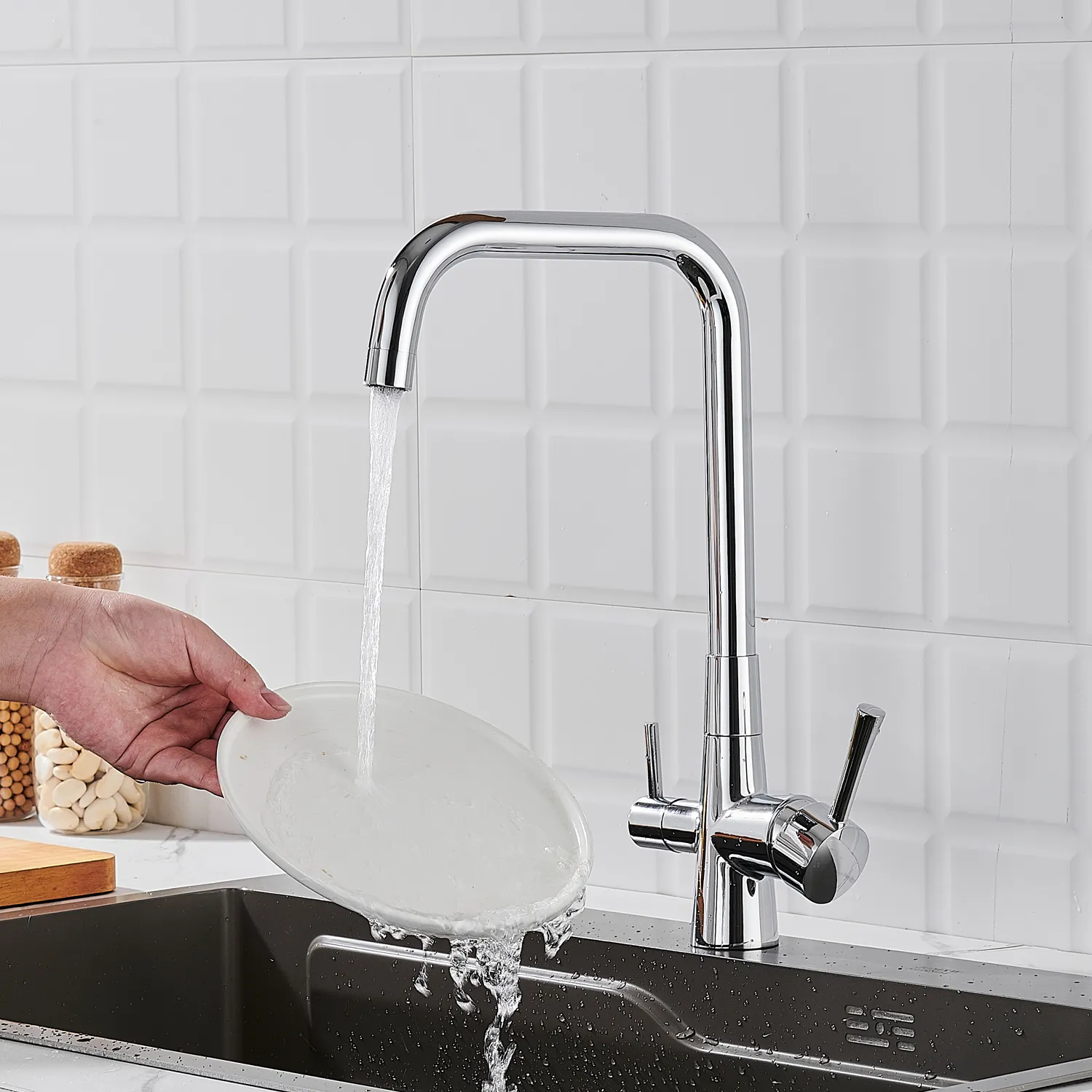 Смеситель для кухни с подключением фильтра Shevanik S528, хром