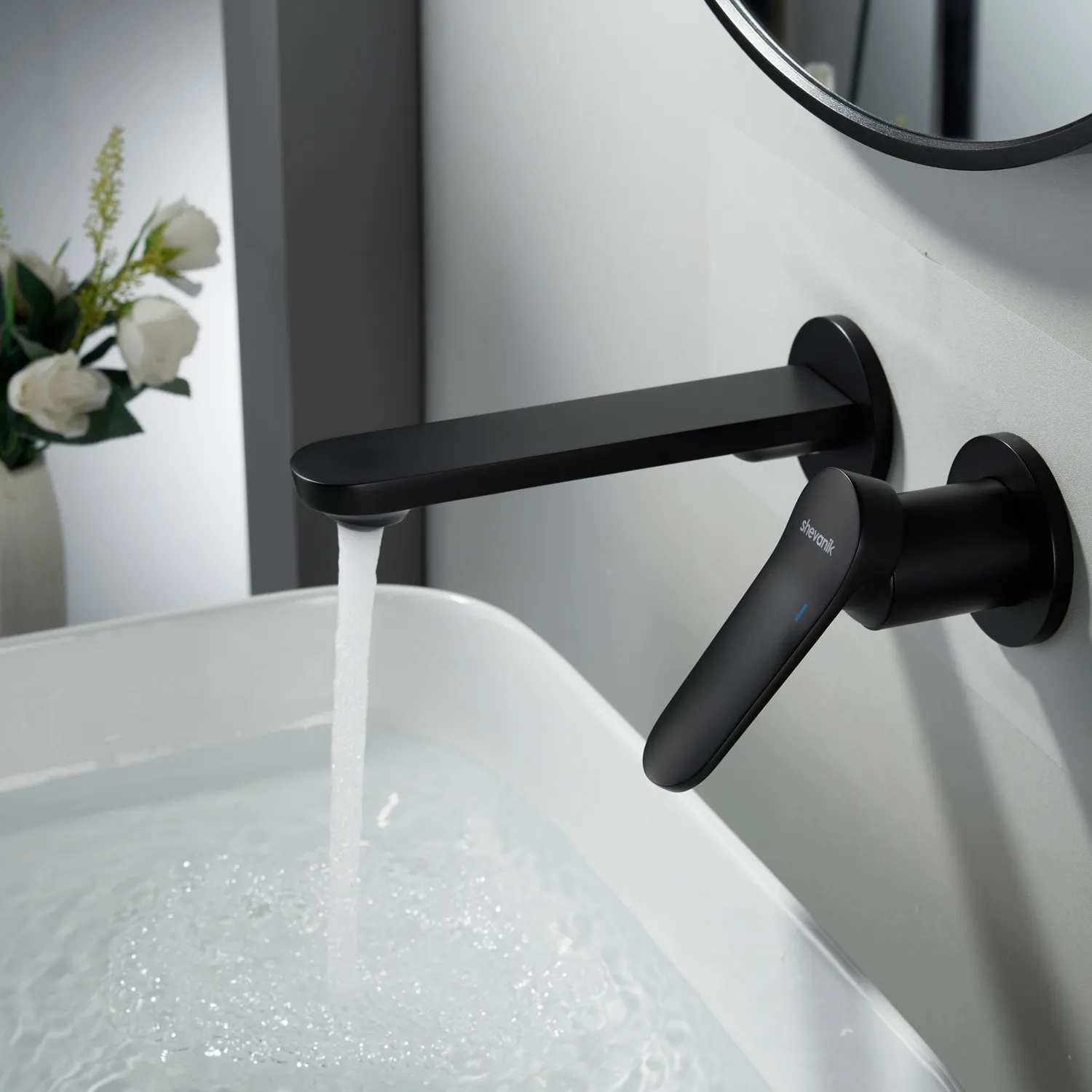 Смеситель для раковины встраиваемый Shevanik S4341H, черный