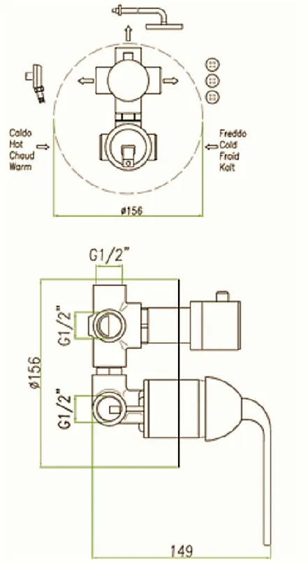Смеситель для душа Fiore Koko 87CR7561, хром