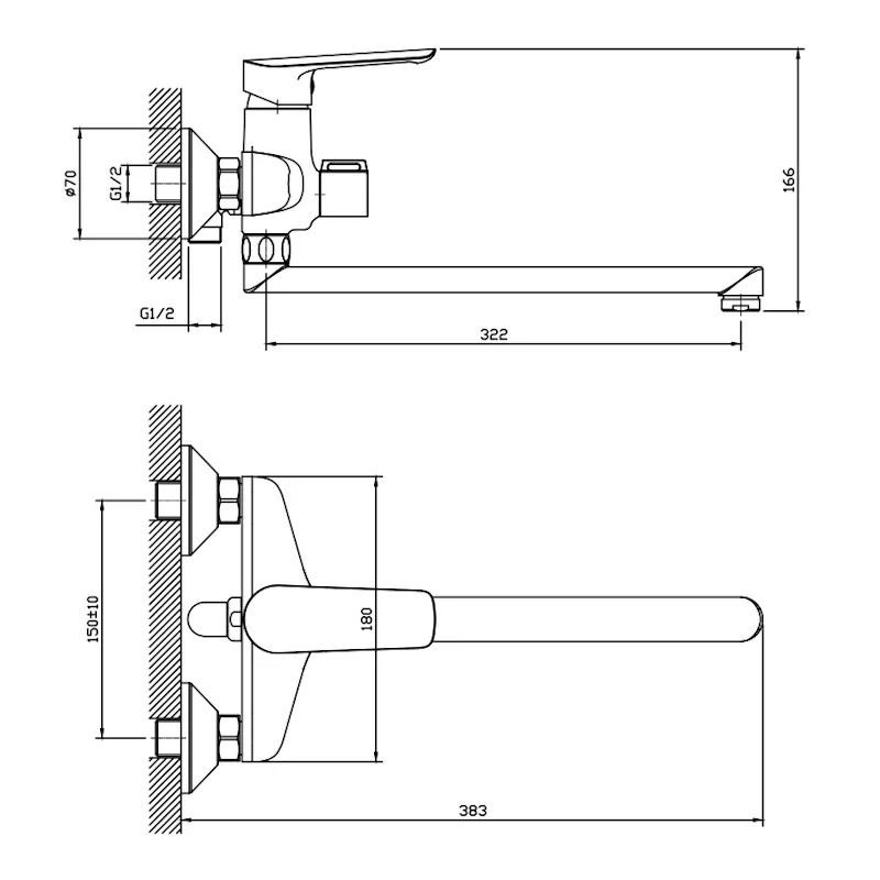 Смеситель для ванны ESKO LG31W, белый