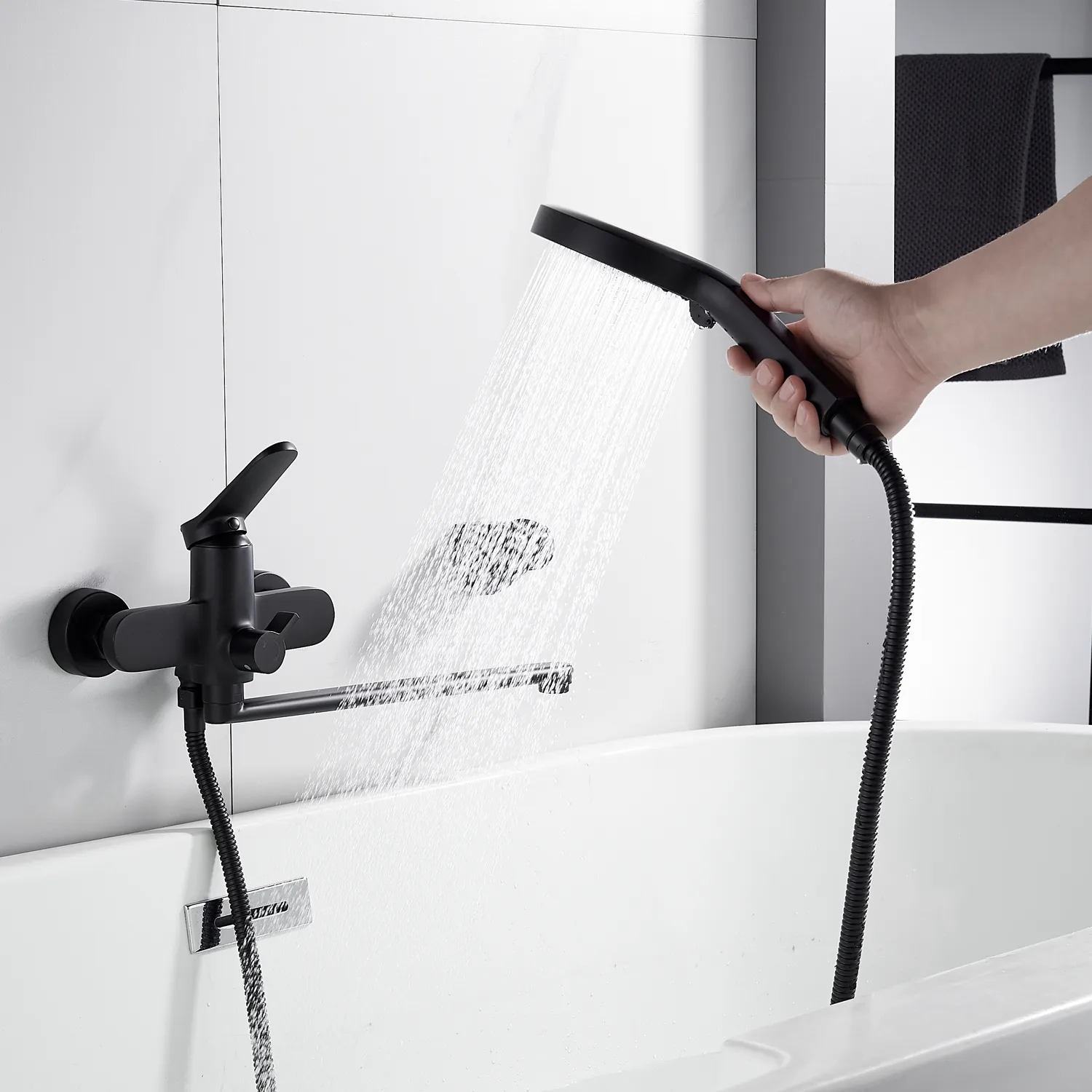 Смеситель для ванны Shevanik S4322H, черный