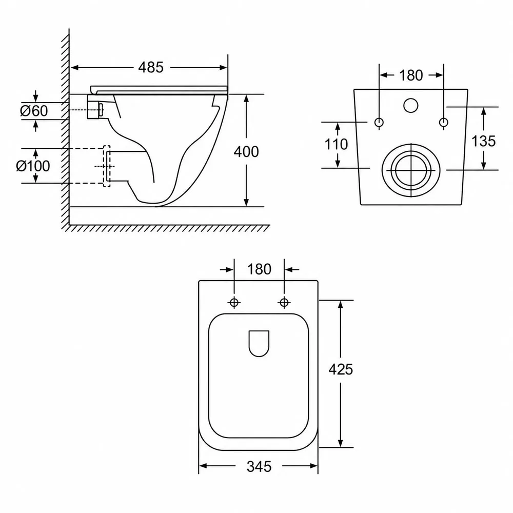 Унитаз подвесной GAPPO GM1003, белый